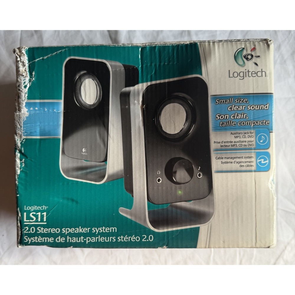 Logitech LS11 2.0 Wired Stereo Speaker System 3.5mm Black/Silver Cable Mgmt